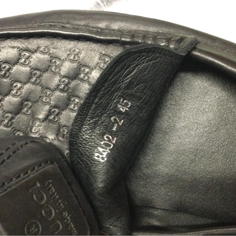 Gucci Black Leather Embossed GG Horsebit Loafers